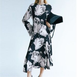 Floral Black and White Dress